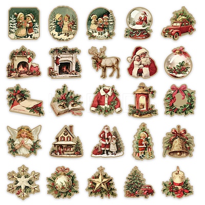 50Pcs Christmas PVC Waterproof Stickers PW-WG14AFA-01-1