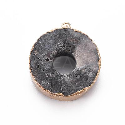 Edge Golden Plated Natural Druzy Agate Pendants G-S359-185-1