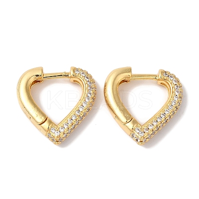 Brass Micro Pave Clear Cubic Zirconia Hoop Earrings for Women LS-EJEW-A110-05G-1