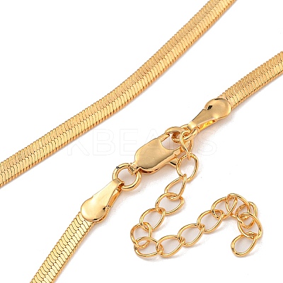 Brass Flat Snake Chain Necklaces for Women NJEW-U011-14G-1