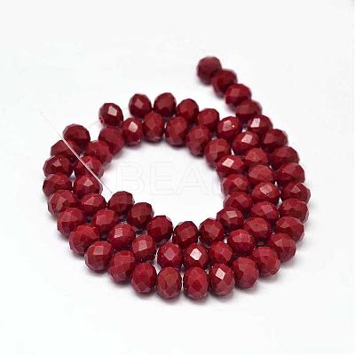 Faceted Rondelle Glass Beads Strands X-GLAA-I033-8mm-11-1