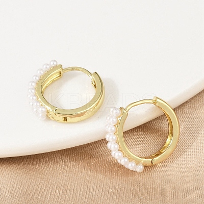 Brass ABS Imitation Pearl Hoop Earrings EJEW-M082-04G-1