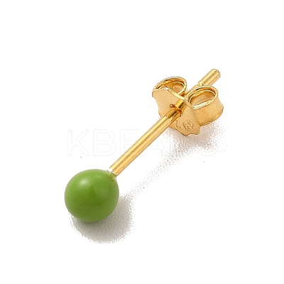Enamel Round Ball Stud Earrings LS-EJEW-C020-01G-08-1