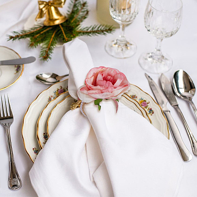 Artificial Rose Flower Cloth Napkin Rings AJEW-WH0314-75-1