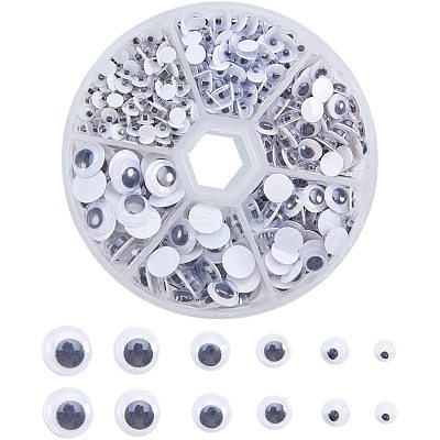 Black Wiggle Eye Need Glue on Round Moving Wobbly Googly Eyes 4-9mm KY-PH0001-01-1