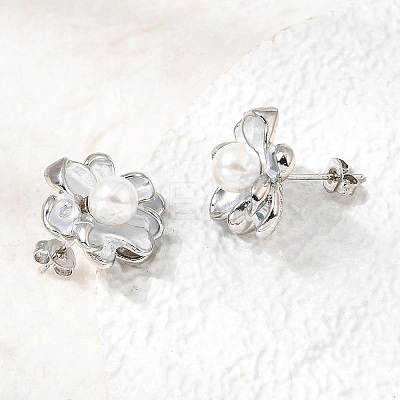 Brass Enamel Stud Earrings KK-CBAB173-02B-P-1