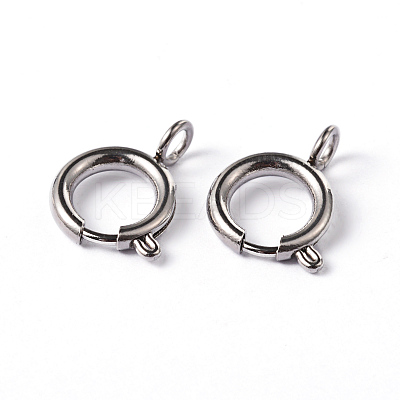 Tarnish Resistant 304 Stainless Steel Smooth Surface Spring Ring Clasps STAS-D149-04-1