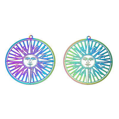 Ion Plating(IP) 201 Stainless Steel Filigree Big Pendants LS-STAS-S118-079-1