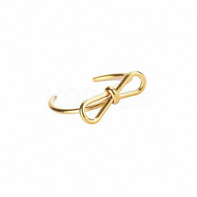 Stylish 304 Stainless Steel Bowknot Open Cuff Ring for Women Daily Wear GB8358-2-1