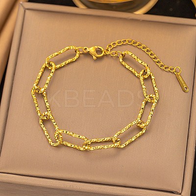 304 Stainless Steel Paperclip Chain Bracelets for Women BJEW-Q040-02G-1