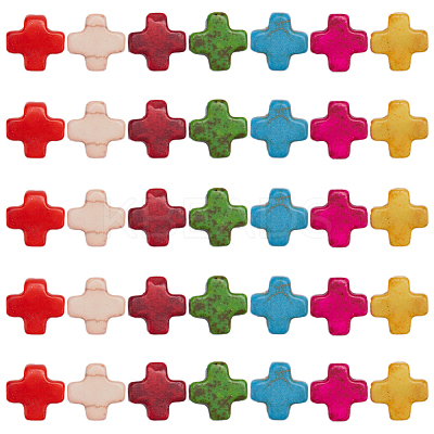 5 Strands Greek Cross Synthetic Turquoise Bead Strands TURQ-SC0001-14-1