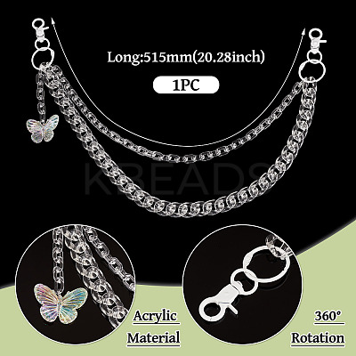 Acrylic Butterfly Layered Chain Belts for Jeans Pants HJEW-TAC0112-1