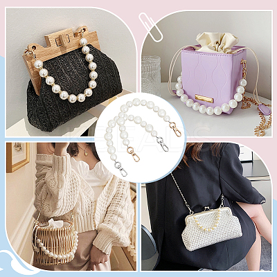 2Pcs 2 Colors Resin Imitation Pearl Bead Bag Straps FIND-PH0008-24B-1