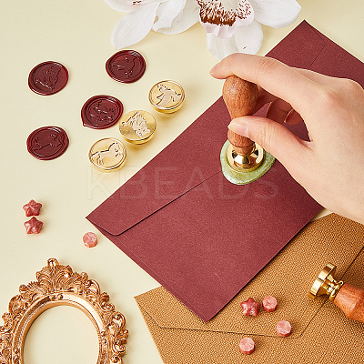 4Pcs 4 Styles Animal Theme Golden Tone Brass Wax Seal Stamp Head AJEW-CP0007-49A-07-1