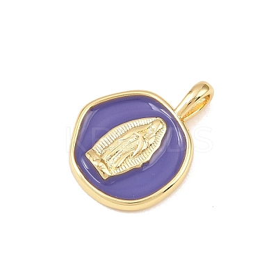 Brass Enamel Pendants KK-P339-12G-03-1
