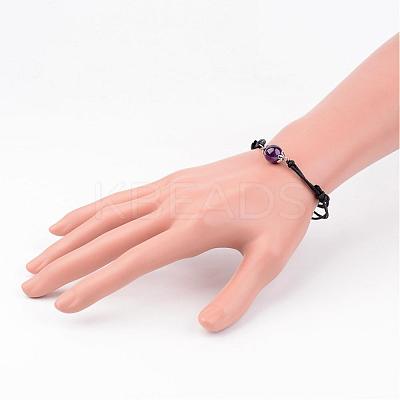 Adjustable Natural Gemstone and Waxed Cotton Cord Bracelets BJEW-JB02333-1