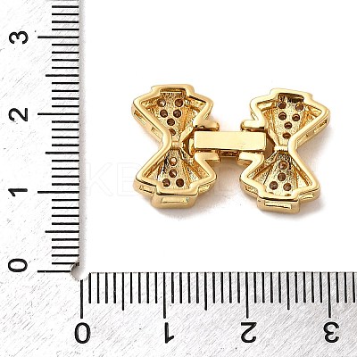 Brass Micro Pave Clear Cubic Zirconia Fold Over Clasps KK-C075-30G-1