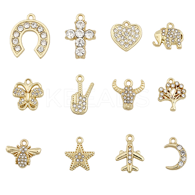 48Pcs 12 Styles Rack Plating Alloy Pendants FIND-CA0007-29-1