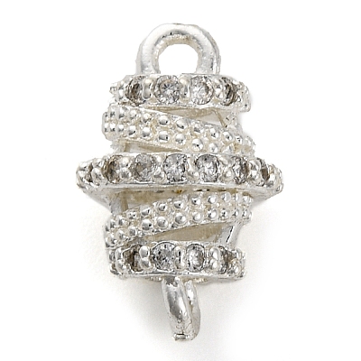 Brass Micro Pave Clear Cubic Zirconia Hollow Oval Connector Charms KK-A230-05C-S-1