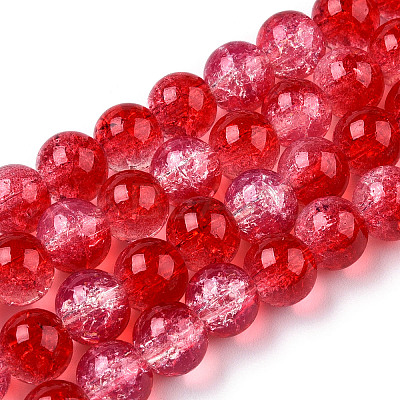 Transparent Crackle Baking Paint Glass Beads Strands X1-DGLA-T003-01A-08-1