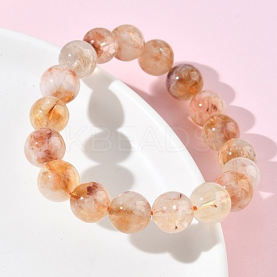 Natural Citrine Round Beads Stretch Bracelets for Women BJEW-Z158-03B-02-1