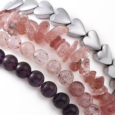 4Pcs Natural & Synthetic Gemstone Stretch Bracelet Sets BJEW-JB08946-1