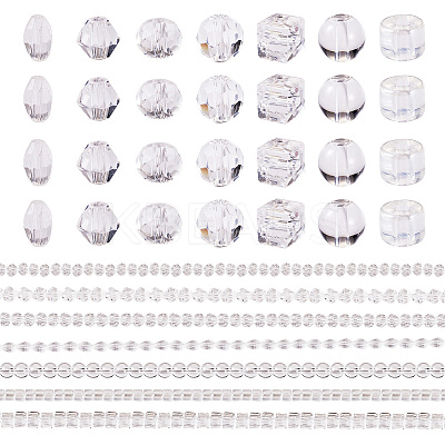 7 Strands 7 Styles Transparent Glass Bead Strands GLAA-TA0002-73-1