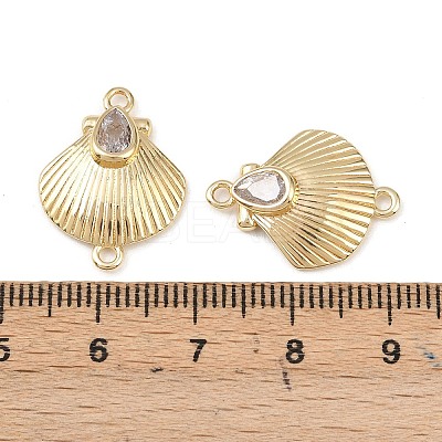 Brass Pave Cubic Zirconia Shell Shape Connector Charms KK-L255-10G-1