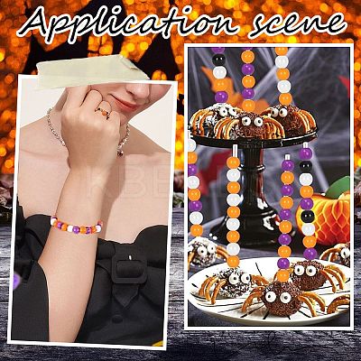 1200Pcs 4 Colors Halloween Themed Opaque Acrylic Beads MACR-SC0001-43-1
