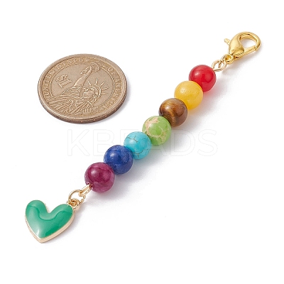Alloy Enamel Heart Pendant Decorations HJEW-JM01507-04-1