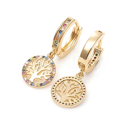 Brass Micro Pave Cubic Zirconia Huggie Hoop Earrings EJEW-G276-01G-1