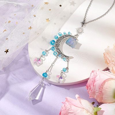 Alloy Moon Window Hanging Prism Ornaments HJEW-TA00284-03-1