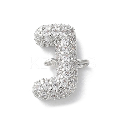 Brass Micro Pave Cubic Zirconia Letter Links KK-I717-04J-P-1