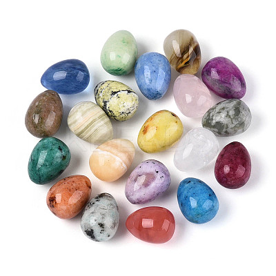Natural & Synthetic Gemstone Egg Display Decorations G-N353-09-1
