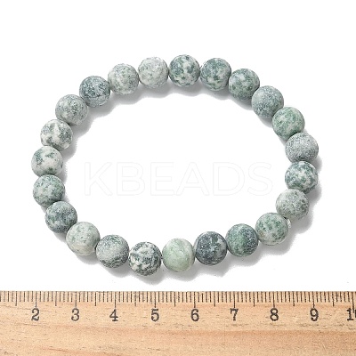Natural Green Spot Jasper Bead Stretch Bracelets BJEW-K212-B-017-1