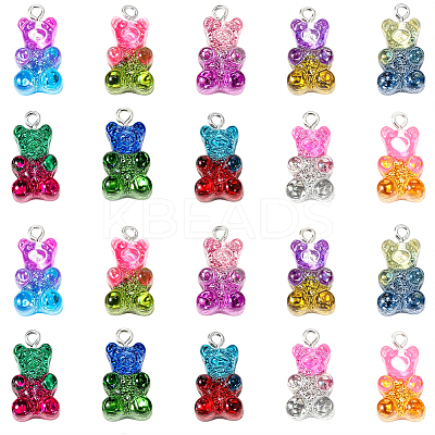 40Pcs 10 Colors Transparent Resin Pendants RESI-CP0001-11-1