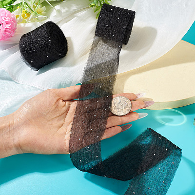 2Rolls Polyester Hot-fix Rhinestone Raw Edges Ribbon OCOR-TA0003-95I-1
