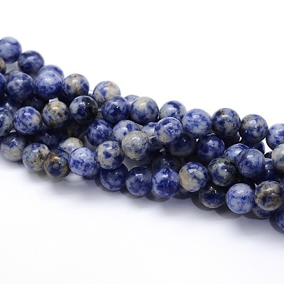 Natural Blue Spot Jasper Round Beads Strands G-O047-01-8mm-1
