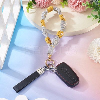Cotton Braided Flower Pendant Decorations AJEW-TAC0030-032G-12-1