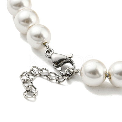 Rack Plating Brass Dragon & Plastic Pearl Beaded Bracelet BJEW-D030-01B-G-1