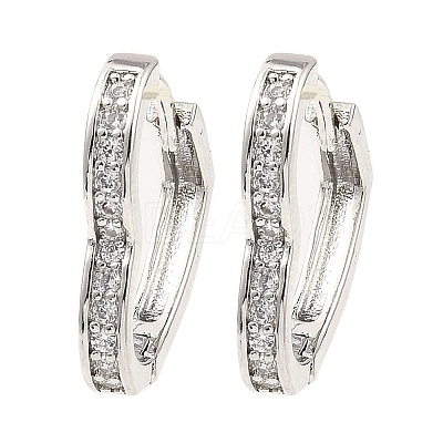 Brass Micro Pave Cubic Zirconia Hoop Earring EJEW-D078-23P-1