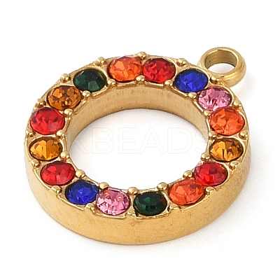 PVD Vacuum Plating 304 Stainless Steel Rhinestone Pendants STAS-S131-04G-02-1