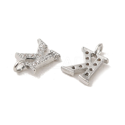 Initial Letter Brass Micro Pave Cubic Zirconia Pendants ZIRC-F008-K-1