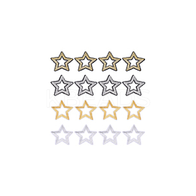 16Pcs 4 Colors Polyester and Plastic Embroidery Lace Appliques DIY-GA0007-40-1