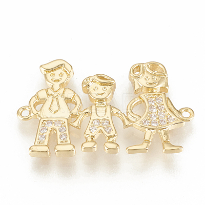 Brass Micro Pave Cubic Zirconia Links ZIRC-Q015-002G-1