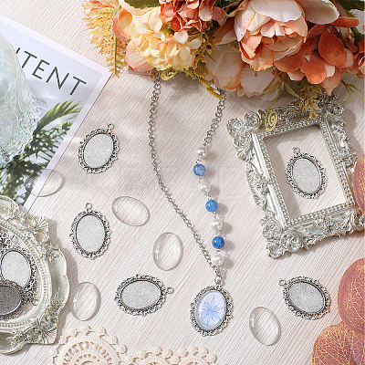 DIY Blank Oval Dome Pendant Making Kit DIY-SC0023-73-1
