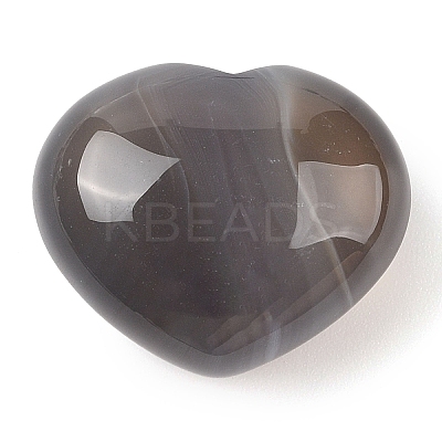 Natural Grey Agate Love Heart Stone G-I367-03E-1
