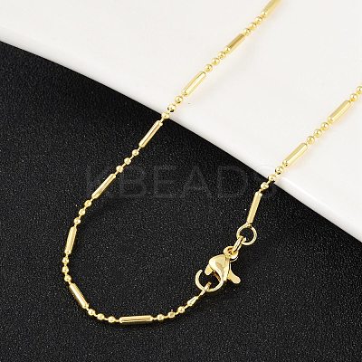 Brass Ball and Column Link Chains Necklace for Women NJEW-P265-22G-1