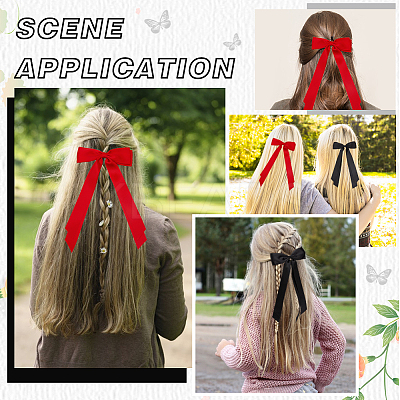 Big Bowknot Polyester Alligator Hair Clips AJEW-CP0008-42B-03-1