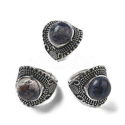 Natural Sodalite Adjustable Rings RJEW-I108-03AS-16-1